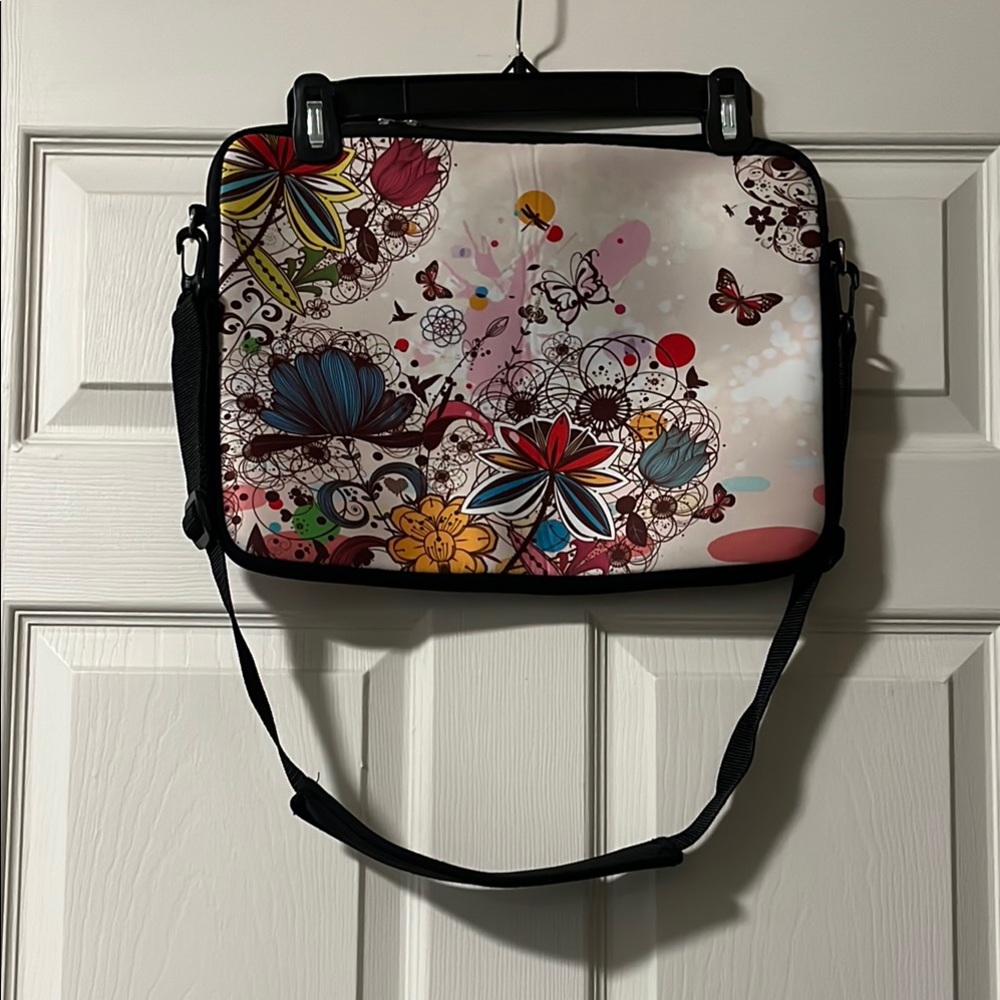 Floral Laptop Bag with Shoulder Strap